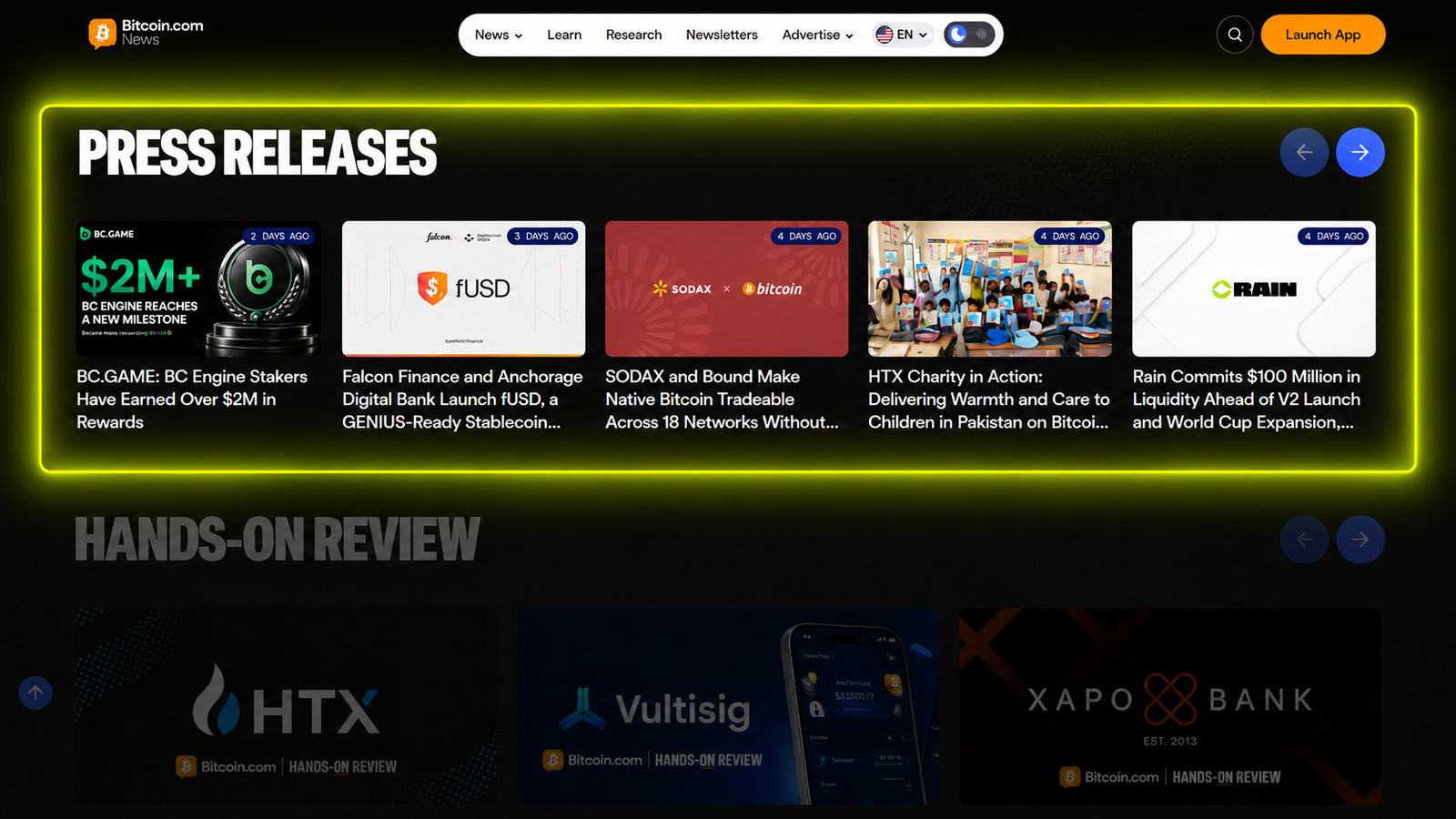 Bitcoin.com homepage preview